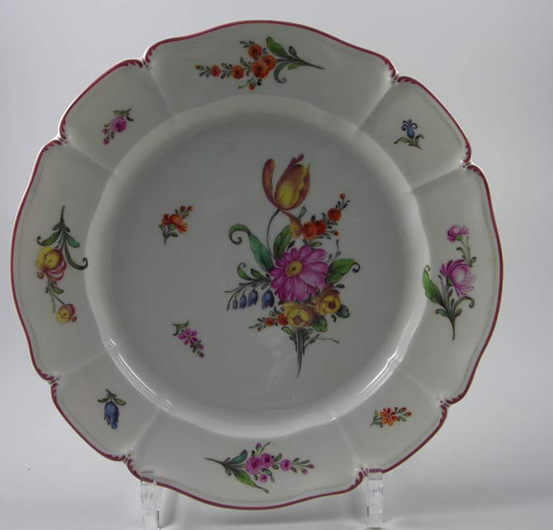 Teller purpur Rand 1551 Wiener Blumen Ø22cm Form 529 Rokoko